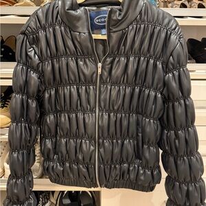 Barely Worn Scoop Vegan Leather Black Puffer Jacket